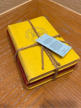 Yellow & Reddish Orange Decorative Vintage-Style Book Bundle for Home Office